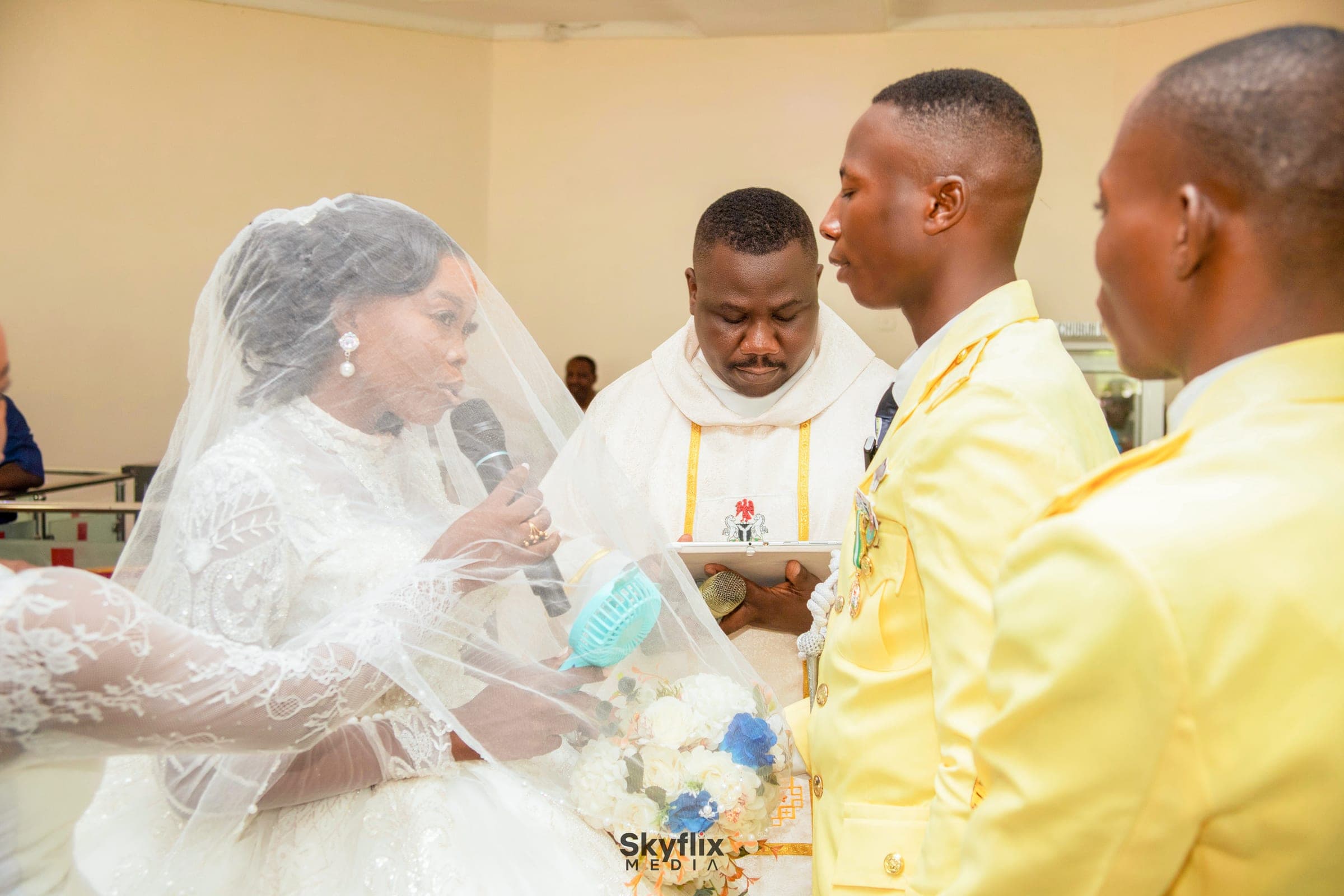 Exchanging vows at the altar